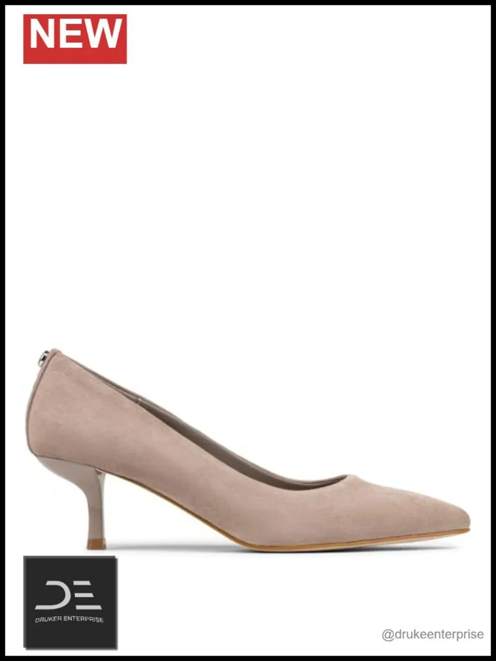 Kitten Heel Pumps, Pointed Toe, Suede, Memory Foam Insole